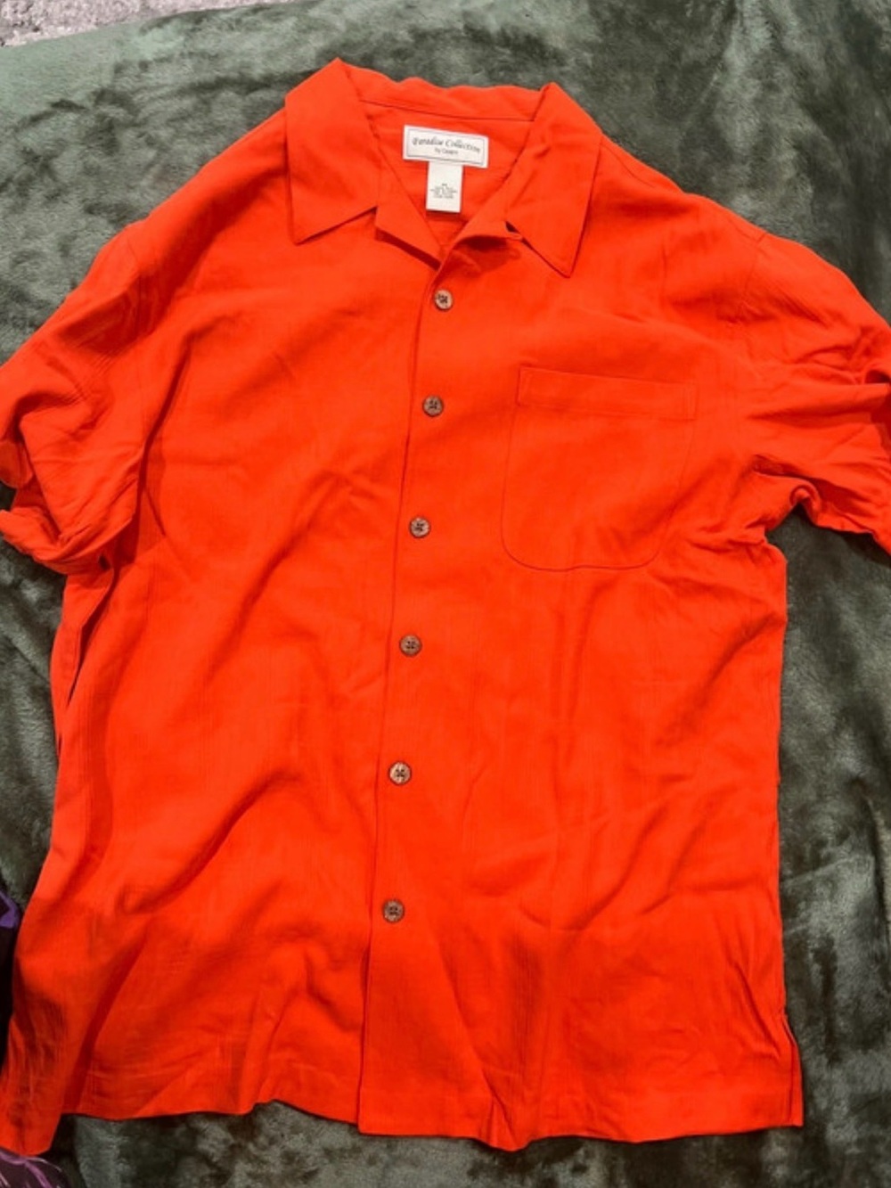 Paradise Collection Men’s Orange Short-Sleeve Button-Down Shirt